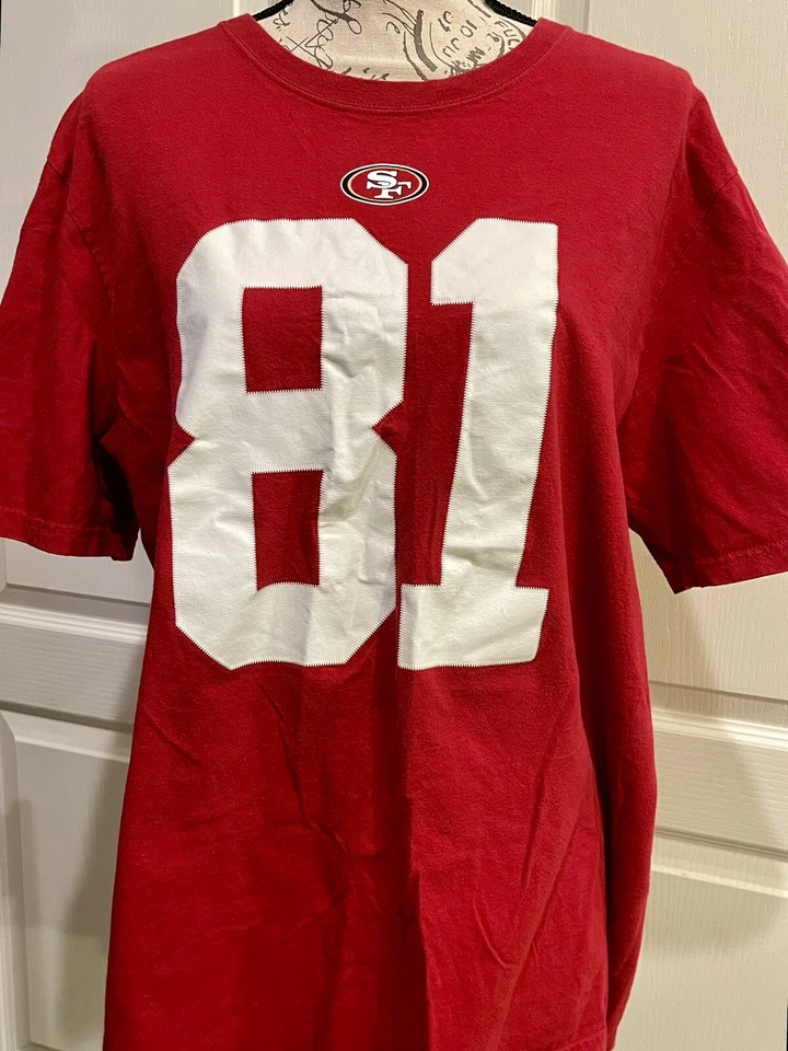 NFL 旧金山 49 人队 Anquan Boldin #81 短袖红色 T 恤男式 XL — 第 1/4 张图片