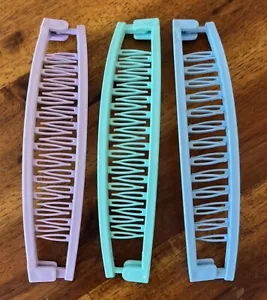 3 Vintage 80s/90s Banana Clips~Pastel~Spring Colors~Hair Styling - Picture 1 of 3