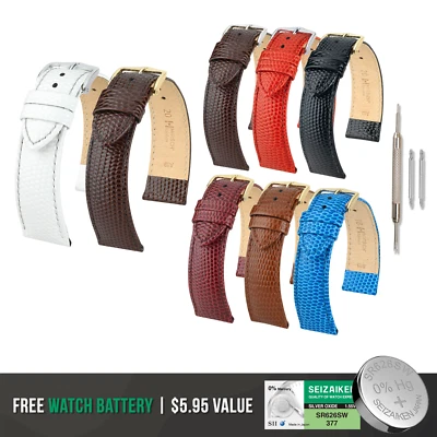 Correa de reloj de cuero arco iris Hirsch - correa de cuero adherida + batería adicional Foto 1 de 4