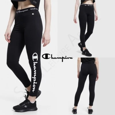 Womens CHAMPION Leggings Size XS S M Ladies Gym Yoga Running Fitness Pant Black - Image 1 of 4