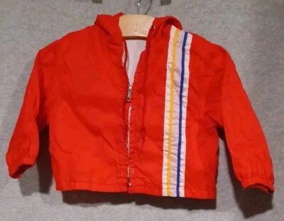 Chaqueta Vintage Producto General Bebé Talla 12mos Con Capucha Cremallera Roja con Blanco EE. UU. Foto 1 de 4