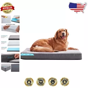 Orthopedic Memory Foam Dog Bed Large, Cooling Waterproof & Washable 35"L - Picture 1 of 10