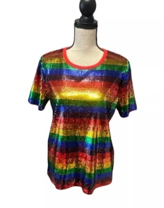 NWT Michael Kors Rainbow Sequin Top Size Medium - Picture 1 of 8