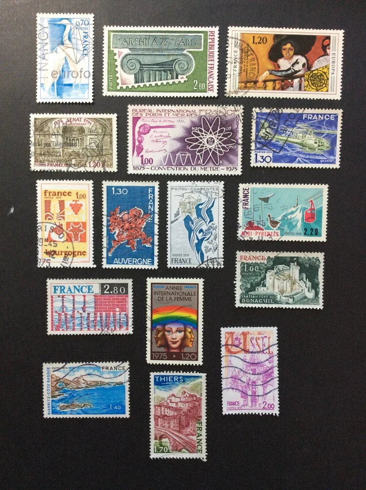 BroadviewStamps France #1420 to #1573 lot of 16 stamps.  Used F-VF. - Image 1 of 1