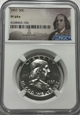 1957 NGC PF69 STAR SILVER PROOF FRANKLIN HALF DOLLAR BRIGHT COIN 50C 90% SILVER Cover