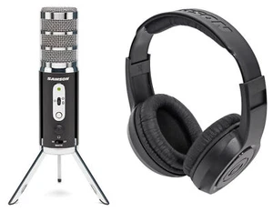 Samson Satellite Recording USB/iOS Microphone Computer Streaming Mic+Headphones - Picture 1 of 12