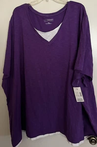 NWT 5x (34/36) Catherine's Suprema Purple Round Neck Tunic White Inset SS!! - Picture 1 of 8