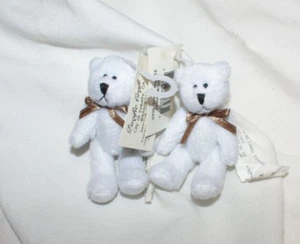 VTG Pairs of Miniature Jointed Teddy Bears White Pacific Craft New W/Tags 2.5" - Picture 1 of 4