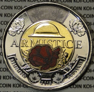 BU UNC Canada 2018 Armistice world war I red poppy $2 toonie coin from mint roll - Bild 1 von 2