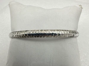 Sterling Silver .925 ~ Hammered 2" x 2 1/2" Oval Bangle Bracelet Figure 8 Clasp - Picture 1 of 11