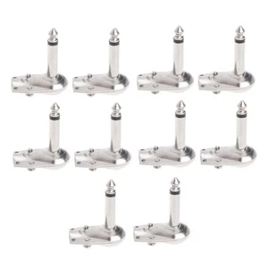 10 Pcs 1/4" 6.35mm Mono Speaker Right Angle Guitar Phono Plug Pancake Connector - Picture 1 of 8