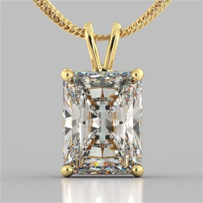 2.00 Ct Radiant Cut Real Moissanite D/VVS1 Engagement Pendant 14K Yellow Gold - Image 1 of 4