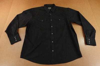 Camisa de Trabajo Gibson Para Hombres Talla XXL Negra Manga Larga Bolsillo Perla A Presión Western Foto 1 de 4