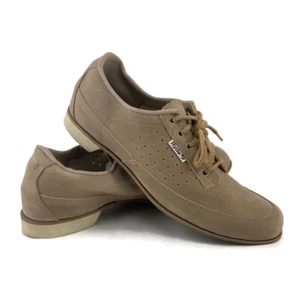 Vintage Hyde Bowling Shoes Women's 10 Tan Beige Leather Suede Lace Up Low Top - Picture 1 of 19