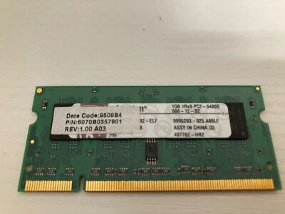 Kingston HP497762-HR2-ELF 1GB DDR2 Laptop RAM Memory - Image 1 of 3
