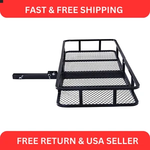 For 2" Car SUV Truck Folding Hitch Mount Cargo Carrier Rack 650lb Luggage Basket - Picture 1 of 7