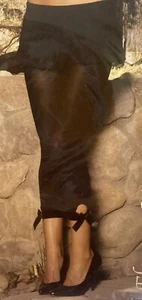 ELEGANT MOMENTS Opaque Tights With Keyhole and Satin Bow Black Style #1783 - Picture 1 of 3