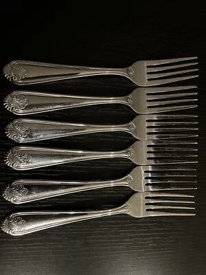 Lote de 6 garfos de jantar Walco WCO5 aço inoxidável ventilador de concha ponta de prumo 7 3/4" - Imagem 1 de 4