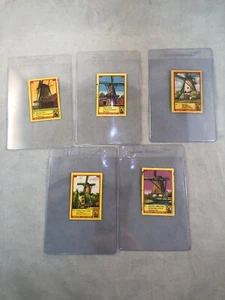 5 Vintage The Windmills Holland Molen Lucifers Match Box Cards Covers Sleeved - Picture 1 of 6