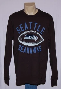 Seattle Seahawks Thermal Long Sleeve T Shirt Black - NFL Junk Food Clothing - Picture 1 of 3