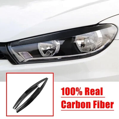 Cubiertas de faros de fibra de carbono seca para párpados cejas para Volkswagen Scirocco Foto 1 de 4