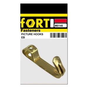 Fort Fasteners® Brassed Picture Hooks, Single No.1 Small Midi 30 Hooks - Picture 1 of 3