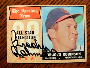 Tarjeta firmada a mano Brooks Robinson 1968 Topps All-Star #365 Orioles Hof - Imagen 1 de 1