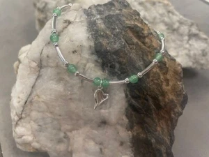 Clogau Silver & 9ct Rose Gold Heartstrings Aventurine Bead Bracelet 17 - 17.5cm - Picture 1 of 13