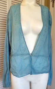 REFUGE Light Turquoise Semi-Sheer Long Sleeve Shirt - Misses Size Medium - Picture 1 of 3