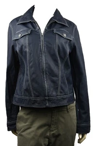 Chico's Vintage Women's Zipper Motorcycle Jacket Distressed Blue New - Picture 1 of 8
