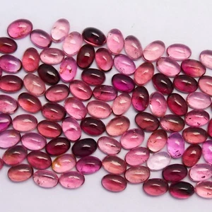 Natural Pink Tourmaline Lot 6x4 MM Oval Shape Cabochon Gemstone Lot - Picture 1 of 6