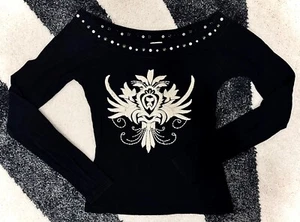 Top Texas Couture ricamato + borchie manica lunga nero | taglia piccola - Foto 1 di 5