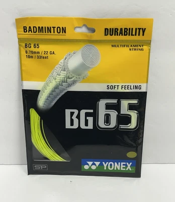 NEW - Yonex BG65 Yellow Soft Feeling Badminton String 0.70 mm 33 FT - Image 1 of 2