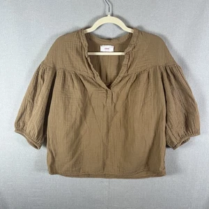 Xirena Gaze Top Popover leichte Bohemian Bluse hellbraun braun Gr. L Clem - Bild 1 von 9
