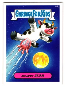 Jumpin' Jess 2014 Garbage Pail Kids Cow Jumps Over The Moon Parody Sticker - Picture 1 of 2