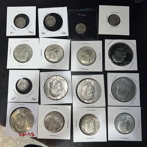 16x Vintage Silver Coins Lot - Ike Eisenhower Dollar Kennedy Half Mercury Dimes - Picture 1 of 18
