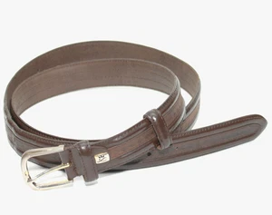 Genähte verzierte erhabene Bänder braun Leder eleganter Gürtel GR 42-46 Made in Germany - Bild 1 von 10
