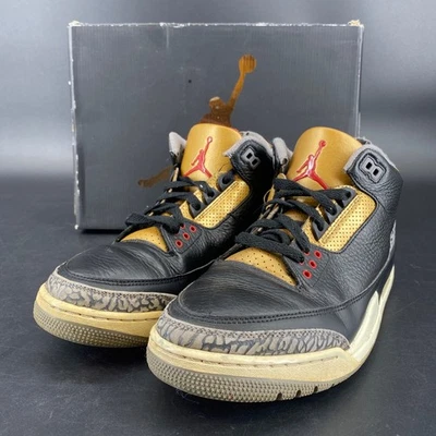 Nike Air Jordan 3 Retro Black Gold Cement 2022 Womens Size 11 Red CK9246-067 - Image 1 of 4