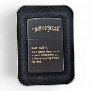 ZIPPO 1997 THE THREE STOOGES NUM SKULL BLACK MATTE LIGHTER UNFIRED IN BOX - Picture 1 of 4