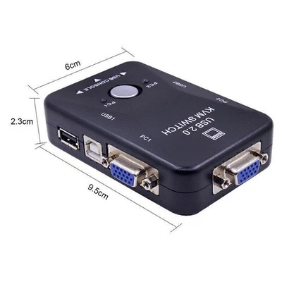 2-Port USB 2.0 KVM Switch Box Switcher Selector For Mouse Keyboard Monitor - Image 1 of 4