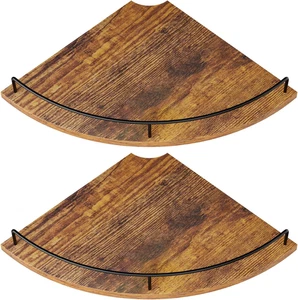 Repisas Flotantes Esquina Madera Rustica 2 Piezas Con Barandilla Bano Cocina - Bild 1 von 12