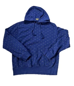 Nike All Over Swoosh Hoodie Size Medium Adult Navy Gold - Picture 1 of 8