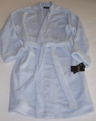 NUEVO CON ETIQUETAS Lauren Ralph Lauren AZUL HIELO FELPA 36" Bata LOGO Para Mujer M TAN SUAVE Foto 1 de 4