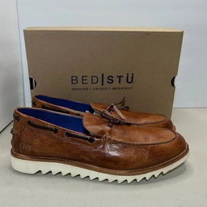 Mocassins Bed Stu Albatross cuir bateau à enfiler marron teck rouille F485002 hommes 11 neufs avec étiquettes - Photo 1/10