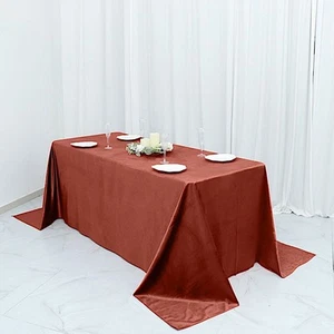 TERRACOTTA 90"x132" Premium Velvet Rectangular Tablecloth Wedding Party Linens - Picture 1 of 8