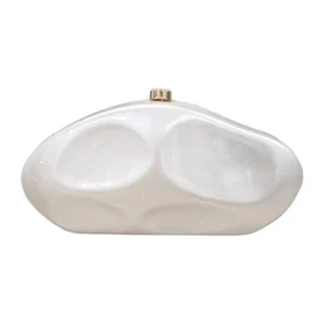 Acrylic Shell Clutch Purse for Women Metallic Evening Bag Large Designer Pearl - Picture 1 of 7