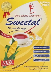 Sweetal Diet Sugar Zero Calorie Sweetner for coffe and tea 100 sachets (2 packs) - Picture 1 of 4