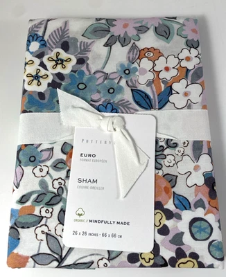 Pottery Barn Amelia Ditzy Floral 100% Algodón Percal Falsa EURO 26 x 26 Etiquetas Nuevas Foto 1 de 4