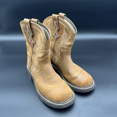 Ariat Youth Workhog Botas Occidentales Cuero Marrón Pull On Talla 3.5M Estilo 10031595 Foto 1 de 4