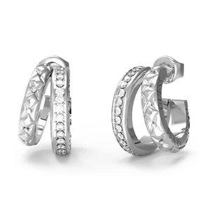 GUESS Schmuck Damen-Ohrringe Creolen Matelasse Pave Zweireihig JUBE04587JWRHT-U - Bild 1 von 2